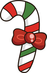 Christmas candy cane and tied with a red bow