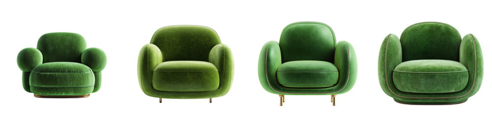 Plush green armchairs showcase modern, luxurious comfort and elegant design ideal for sophisticated interior decor and boutique furniture collections.