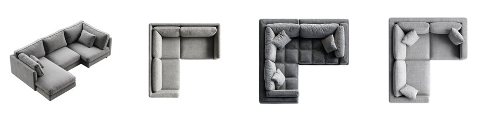 Elegant modern sectional sofas displayed from multiple angles, showcasing versatile configurations for sophisticated living spaces and interior design inspiration.
