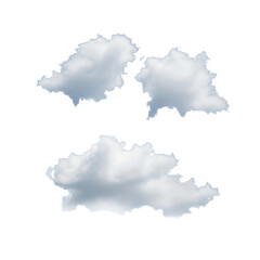 Obraz premium Three fluffy cumulus clouds isolated on transparent background
