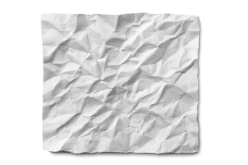 Crumpled white paper texture creating abstract backgrounds and unique design element with a transparent alpha channel