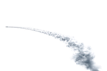 White Aircraft Condensation Trail with Soft Fade Isolated