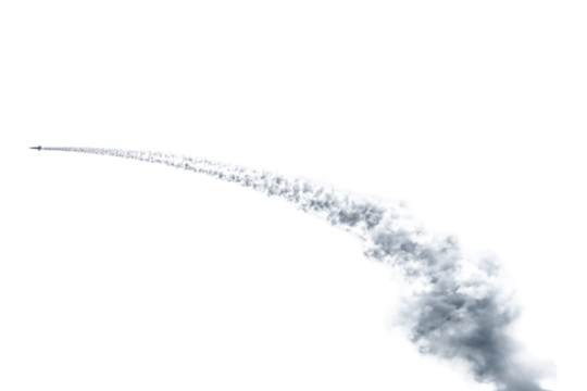 White Aircraft Condensation Trail with Soft Fade Isolated