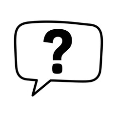 Question mark inside a speech bubble