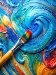 Fototapeta premium Swirling blue brush strokes on a blank canvas