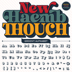 Serif Groovy Retro Vintage Bold Font alphabet vector file