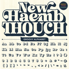 Serif Groovy Retro Vintage Bold Font alphabet vector file