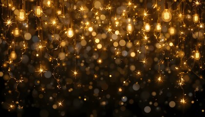 Transparent PNG. Golden festoon lights in glowing style for winter celebration.