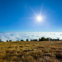autumn mountain ridge at the sunny day