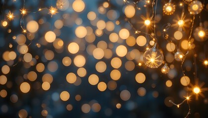 Transparent PNG. Golden festoon lights in glowing style for winter celebration.