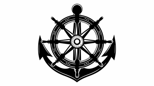 Classic nautical emblem with ship wheel and anchor for maritime adventures and sailing themes