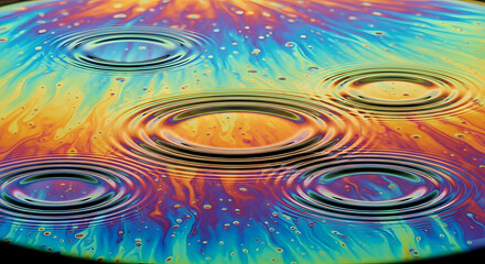 Abstract Swirling Colors and Ripples on a Soap Bubble Surface iridescent