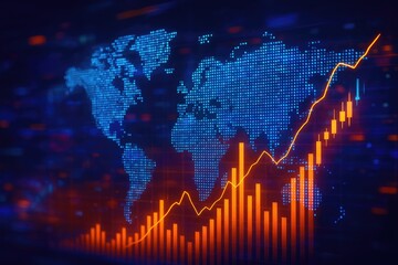 Global financial markets charts, economic trends, stock data analysis, and investment growth
