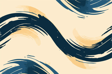 Abstrakte Vektorwelle mit Pinselstrichen in Blau und Beige, dynamische Textur f&uuml;r Designelemente