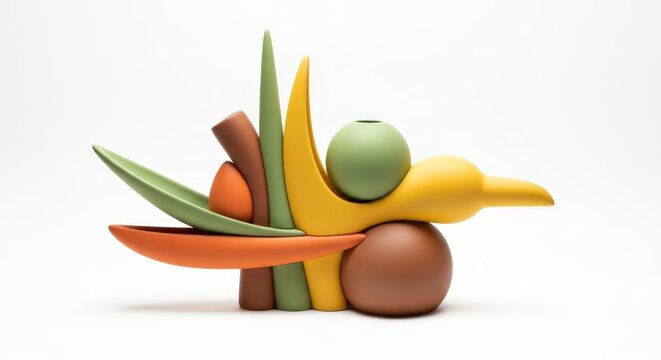 Colorful abstract sculpture on white
