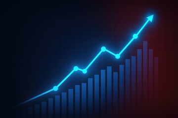 Growing business chart showing upward trend with bar graph and arrow