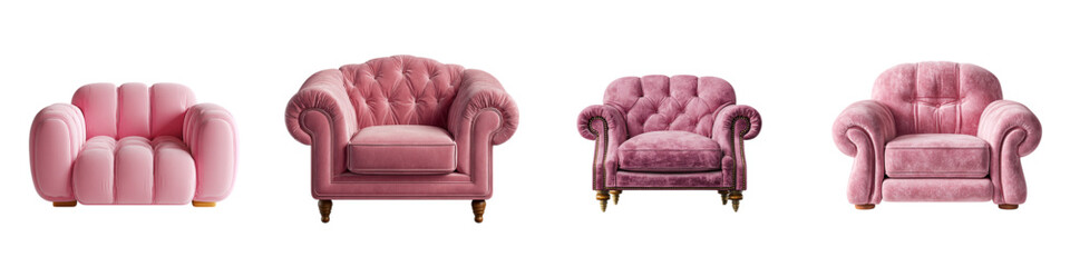 Elegant rose colored armchairs, a touch of luxury for your interior design, perfect for creating a cozy and inviting space for reading or relaxation, soft textures