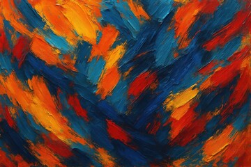 Vibrant abstract oil painting texture with bold brushstrokes, warm and cool color mix