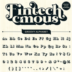 Serif Groovy Retro Vintage Bold Font alphabet vector file