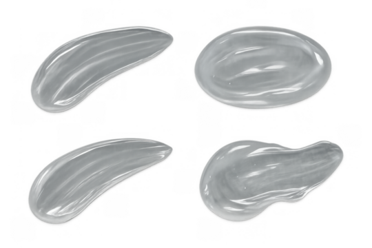 Clear gel swatches showing texture and consistency, ideal for skincare, medical, and beauty product concepts, cosmetics