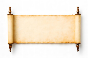 Old parchment scroll with wooden rods