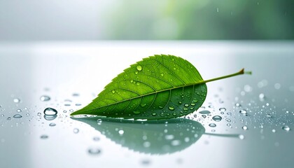 水滴をまとった緑の葉が映える静かな自然のコピースペース 4kリアリスティック
