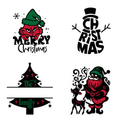 Ornate Merry Christmas greeting cards. Trendy square Winter Holidays art templates.