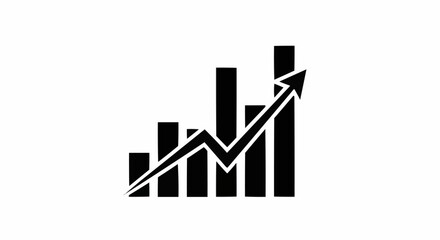 Rising Bar Graph with Arrow Indicates Growth and Progress.