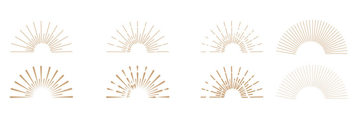 Starburst set. Sparkle sunburst rays. Star, firework explosion, sun beams, black lines, surprise, outline, confetti, decorative, retro style. Art design elements. Vintage sunburst. Best Vector Eps 10.