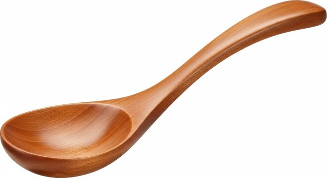 Wooden Soup Spoon Isolated on White Background, Kitchen utensil, Cooking, Eating