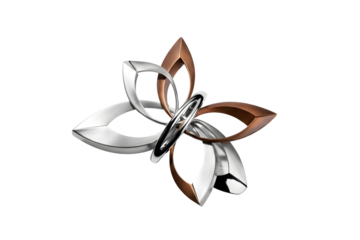 Abstract butterfly with silver and bronze metallic wings