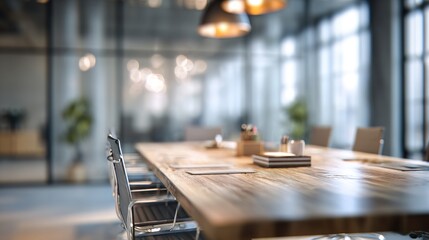 Blurred executive office desk in professional setting ideal virtual background for online meetings, educational sessions, and business video conferences. High quality