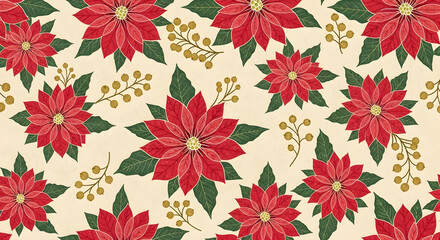 Vintage Poinsettia Floral Pattern Seamless Illustration for Holiday Decor 40486333 1