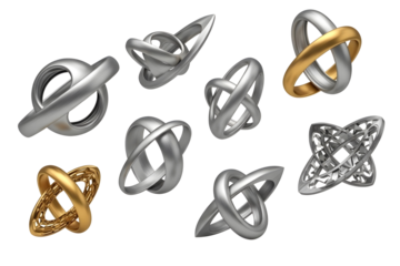 Collection of abstract metallic sculptures