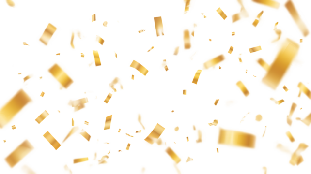 Falling gold confetti background. PNG illustration of festive confetti - Powered by Adobe