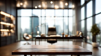 Blurred executive office desk in professional setting ideal virtual background for online meetings, educational sessions, and business video conferences. High quality