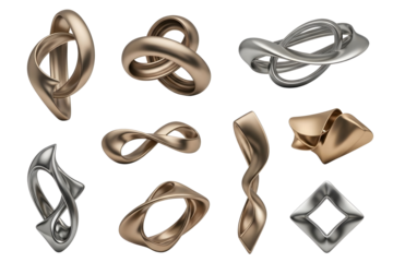 Collection of abstract metallic sculptures