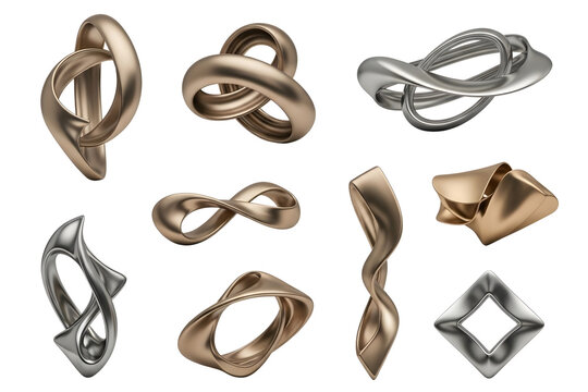 Collection of abstract metallic sculptures