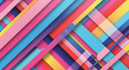 Vibrant Colorful Abstract Geometric Pattern with Dynamic Diagonal Layers in Pink Blue Red and Yellow 41735712 1