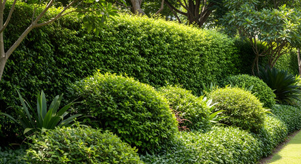 Verdant hedge garden green lush fence park summer wood natural wall bush shrub plant botanical fresh outdoor evergreen landscaping tropical 16089811 1