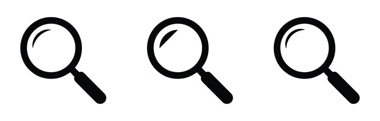 Magnifying glass icons for search and analysis.magnifying glass icons show graphs and charts representing data analysis market research and business intelligence activities,
