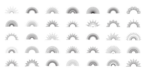 Obraz premium Vintage sun rays collection. Sunburst. Firework, sunbeam, explosion, sparks, sun rays, star light. Sun rise set, sunset vector icons, sunburst rays collection eps 10