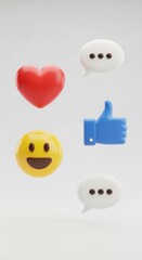Abstract display of stylized social media icons for platform engagement concept design