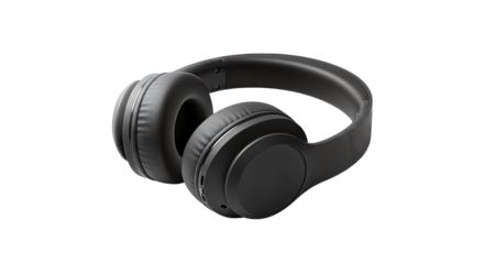 Black Wireless Headphones Isolated on transparent background, png