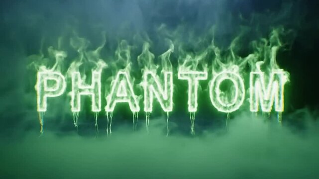 Mysterious Phantom Text Animation with Ethereal Green Smoke.