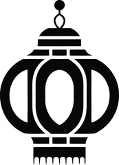 Oriental Lantern Silhouette – Editable Black Line Art