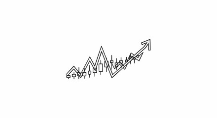 Hand-drawn stock market chart with upward trend arrow.