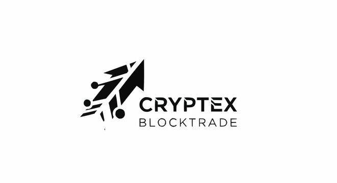 Cryptex Blocktrade Logo with Arrow and Circuit Board Elements.