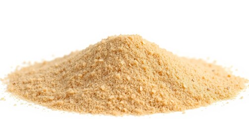 Pile of fine, light brown sand isolated on white, photography, texture