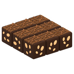 3D brownies icon. 3D icon render of brownies with transparent background.